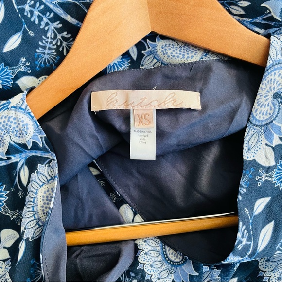 HUTCH Anthropologie Geo Paisley Floral Wrap Ruffle Midi Dress size XS - Picture 6 of 11